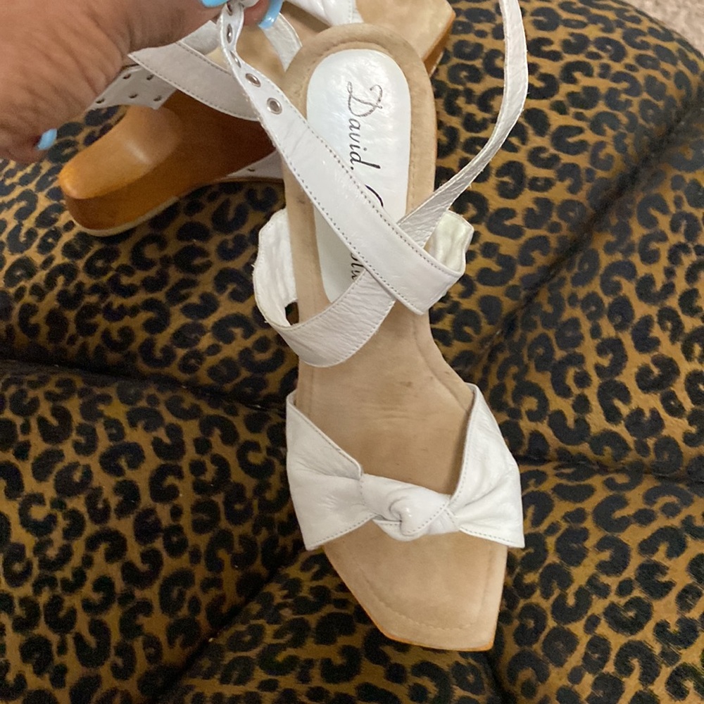 David C. Cotuer white Sandals with ankle wrap - Picture 2 of 7
